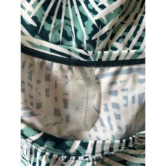 Zuda Palm Leaf Print Active  Dress Sleeveless Plus Size 3X - Picture 2 of 10